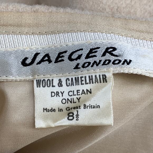 Vintage JAEGER London A-Line Skirt WOOL CAMELHAIR 8 / 26 Waist Neutral Career - Picture 6 of 7